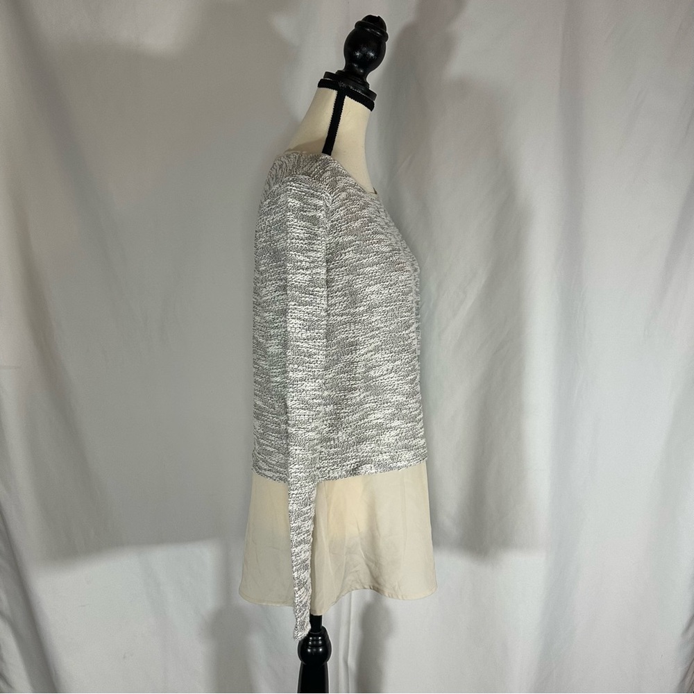 White House Black Market • Sweater Womens Lg Sparkly Knit Layered Chiffon Hem - Picture 4 of 10